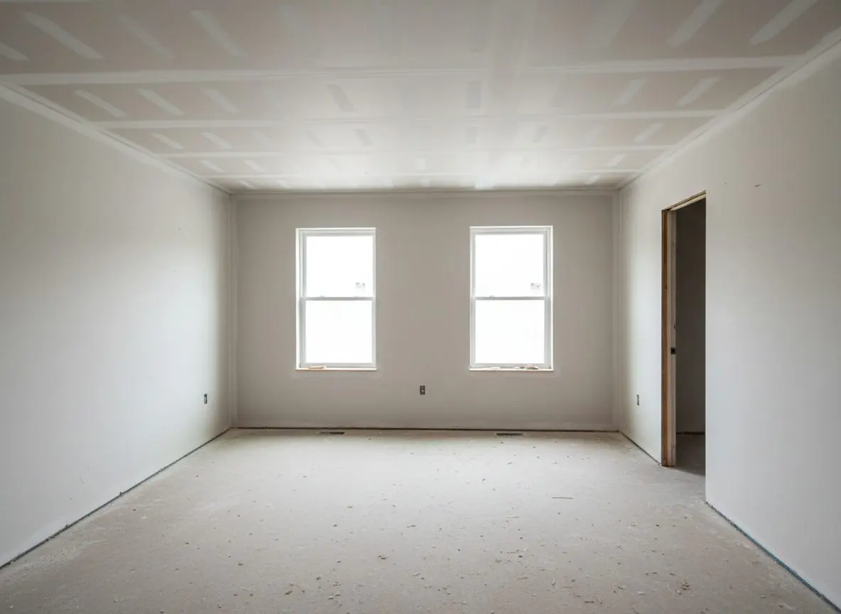 Plaster ceilings down, board up, Simsbury