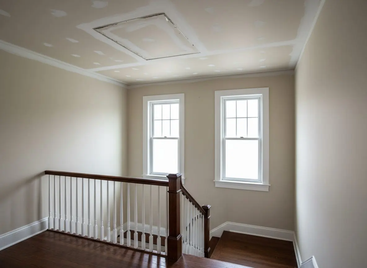 Stairwell ceiling patched in Simsbury